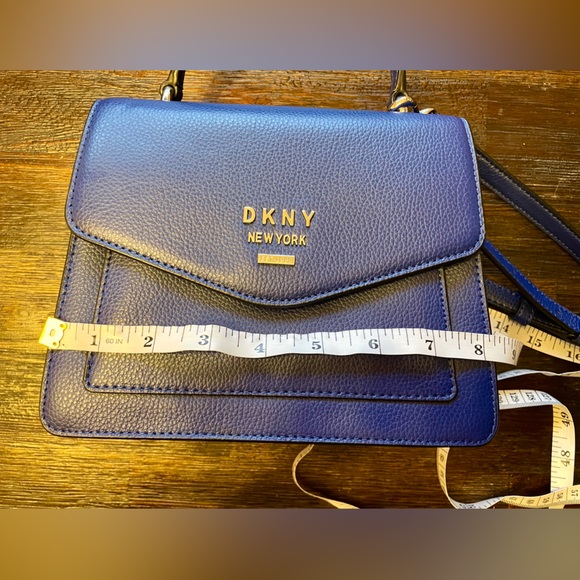 DKNY Whitney Leather Satchel Bag North South Royal Blue Small - Picture 5 of 8